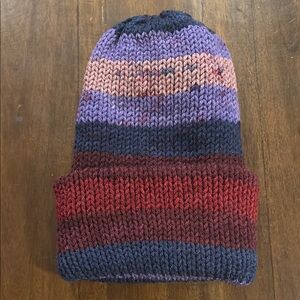 Vibrant Purple, Red and Blue Knit Beanie Hat